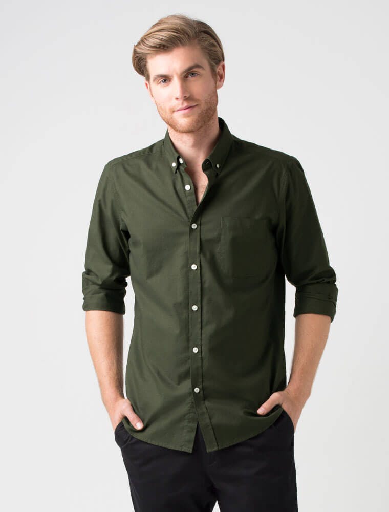Men's Smith Oxford Long Sleeve Shirt - Khaki
