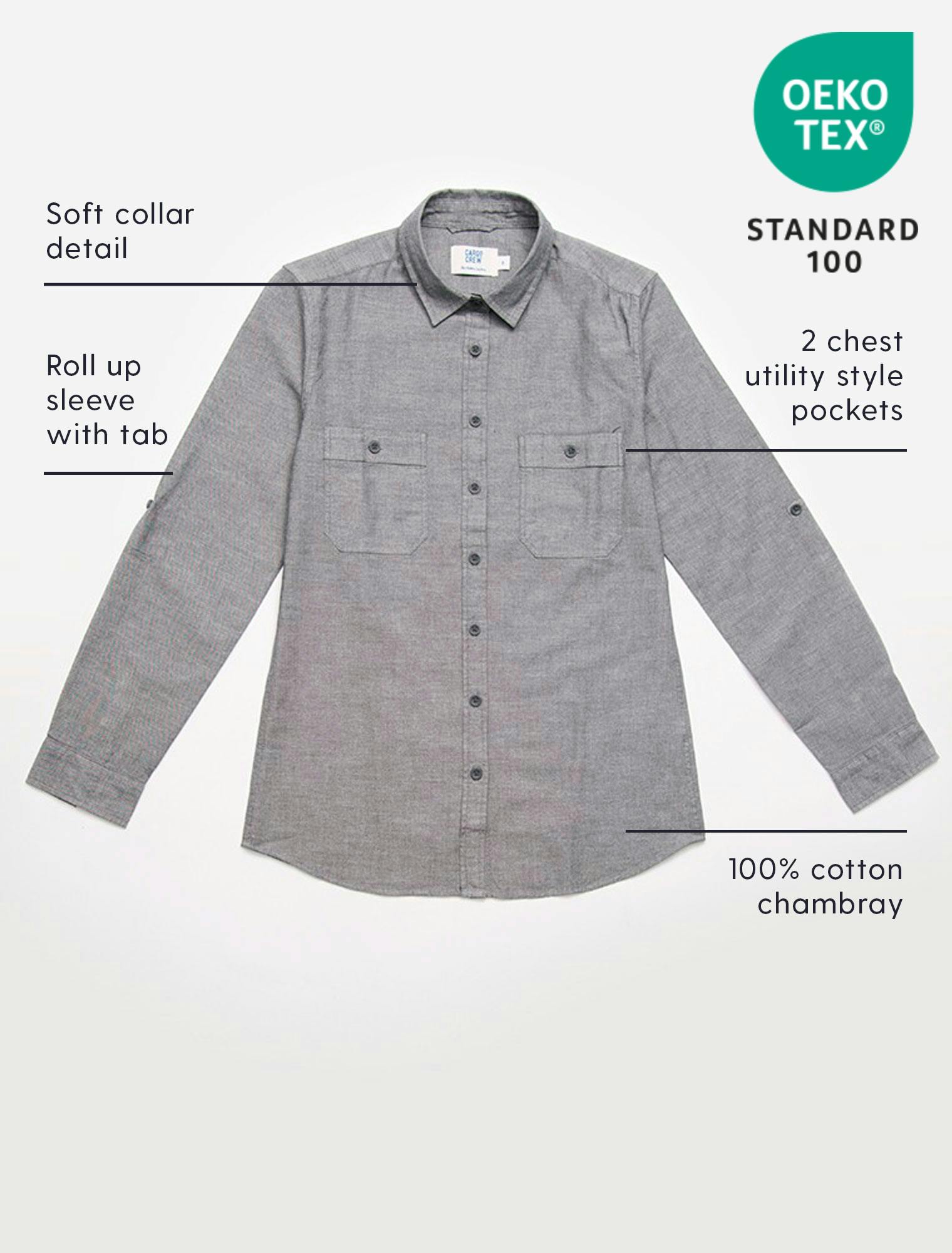 Men's Rex Utility Long Sleeve Shirt - Charcoal