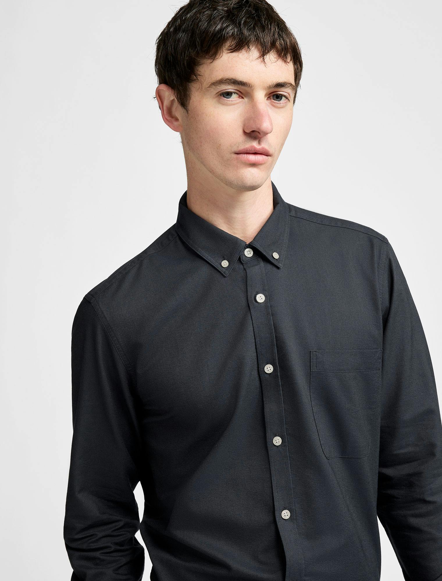 Men's Long Sleeve Oxford Shirt - Charcoal Button Down